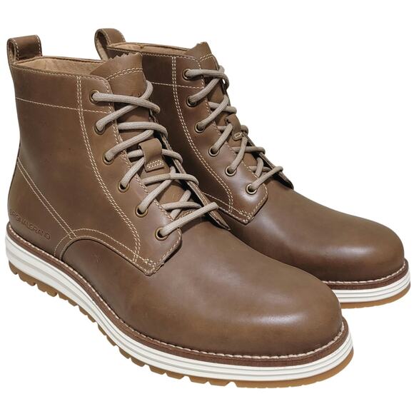 Cole Haan Men Original Grand Waterproof Combat Boots Sz US 7.5M Hawthorn Brown